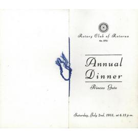 Annual changeover dinner menu and programme, 1955
