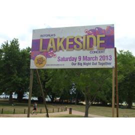 Photograph of the signage advertising local event, Lakeside Concert