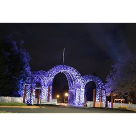 Photograph of the Princes Gate lit up for Blue September