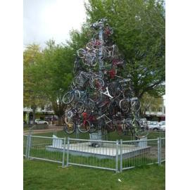Photograph of the bicycle tree at the lake front
