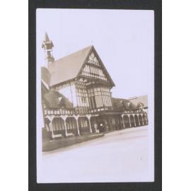 Photograph showing the Bath House building and Sanatorium Grounds, ca. 1900-1910