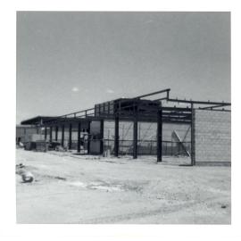 Photograph of the transport garage under construction, 1968