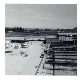 Photograph of the dairy factory building, May 1968