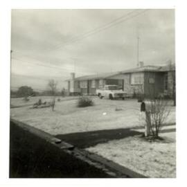 Photograph of a rare snow dump at Reporoa village, 1968