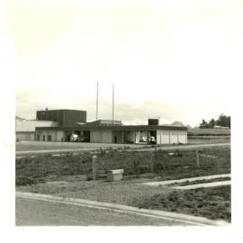 Photograph of the milk tanker garage and tanker wash, 1968
