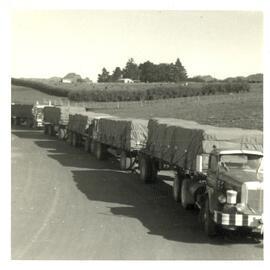 Photograph of the dairy factory trucks - first casein loaded, 1968 