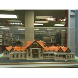 Photograph of a model of the Bath House crafted by Mr I. R. Lewis