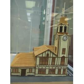 Photograph of a model of the Bath House crafted by Mr I. R. Lewis