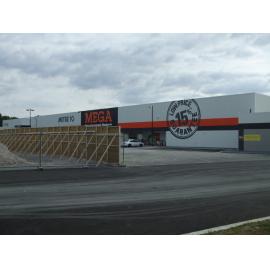 Photograph showing the new Mitre 10 Mega opposite what was Grey's Funeral Home