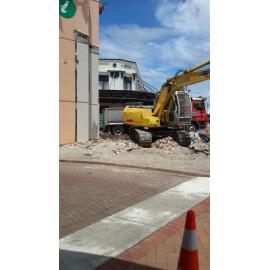 Photograph showing the demolition of City Focus in Tutanekai Street