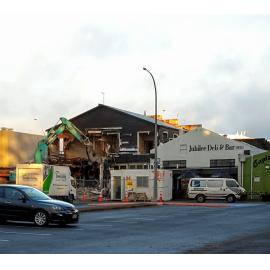 Photograph showing the back of Hennessey's being demolished, the oldest building left in the CBD