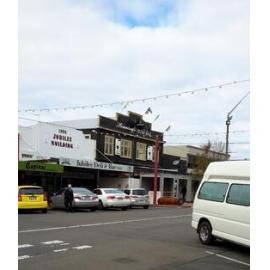 Photograph showing the front of Hennessey's being demolished