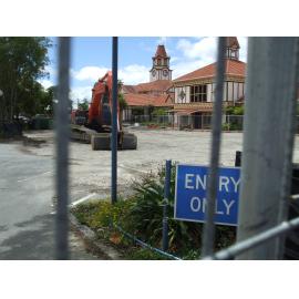 Photograph showing the empty lot where Community House stood since 1964