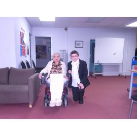 Mary Ellen Wilson, Reference Librarian, with Norma Evans 