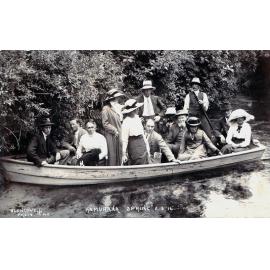 Postcard titled "At Hamurana Springs 1914"