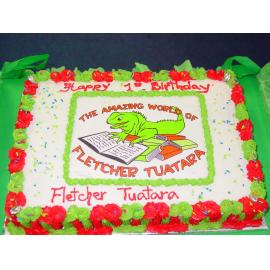 Photograph of Fletcher Tuatara's birthday cake